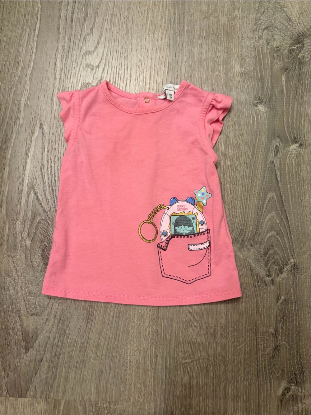 Baby Girl's Little Marc Jacobs Pink Girls Pocket Graphic Tee- Size 6 Months